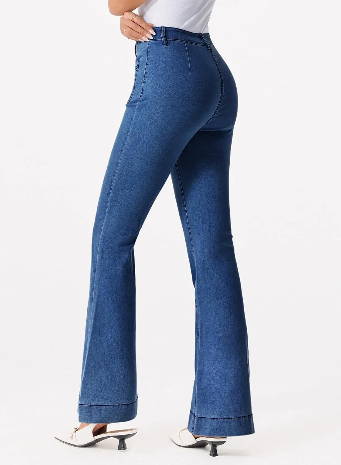 Sidefeel Womens High Waisted Jeans Stretchy Wide Leg Casual Flare Bell Bottom 2024 Fashion Denim Pants