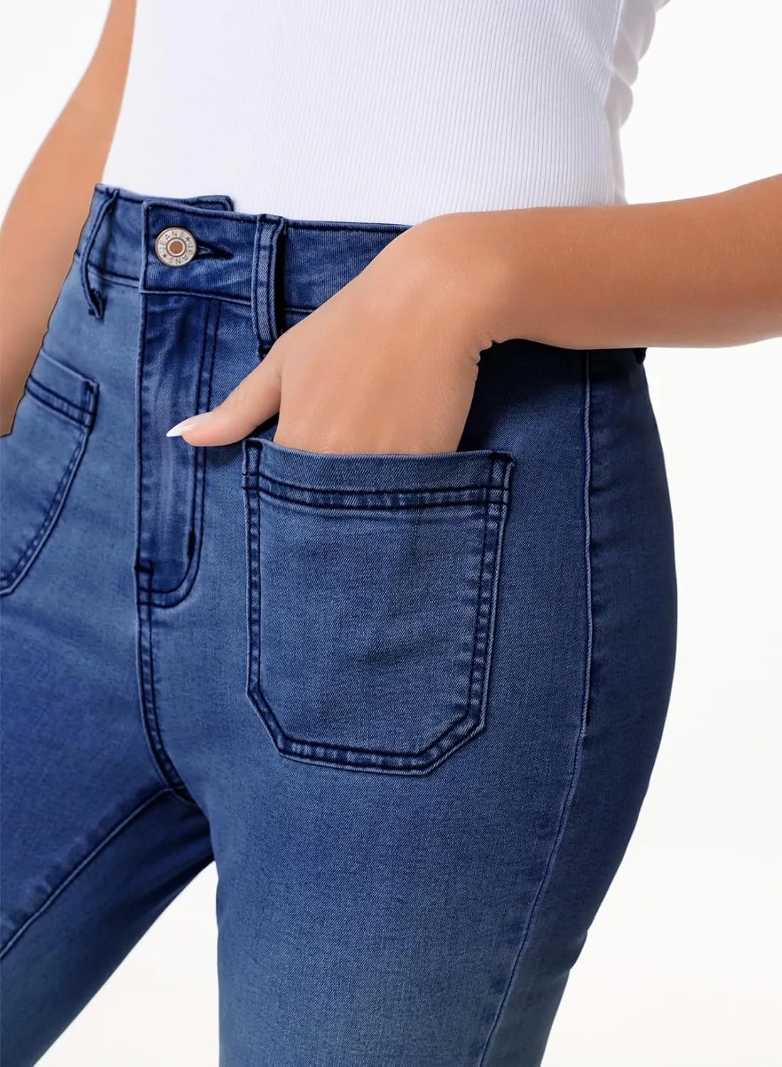 Sidefeel Womens High Waisted Jeans Stretchy Wide Leg Casual Flare Bell Bottom 2024 Fashion Denim Pants