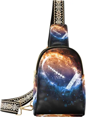 Small Sling Bag Waist Packs Leather Crossbody Packs Chest Bag American Football Sport for Women Travel Belt Purse
