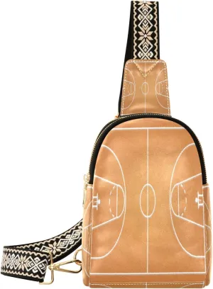 Small Sling Bag Waist Packs Leather Crossbody Packs Chest Bag Basketball Court for Women Travel Belt Purse
