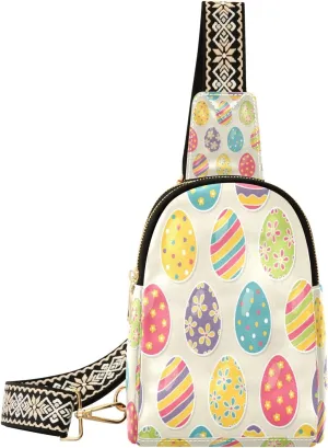 Small Sling Bag Waist Packs Leather Crossbody Packs Chest Bag Easter Egg for Women Travel Belt Purse