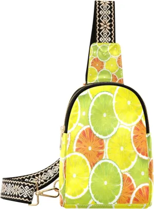 Small Sling Bag Waist Packs Leather Crossbody Packs Chest Bag Lemon Pieces for Women Travel Belt Purse