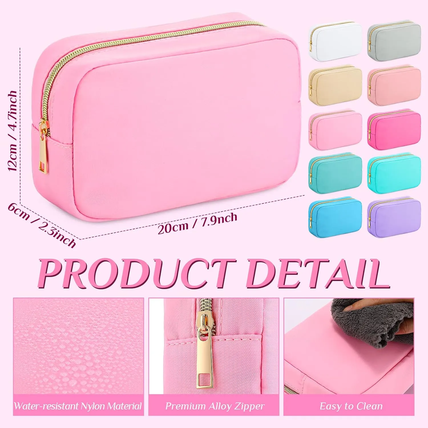 Sweetude 10 Pieces Nylon Makeup Bag Cosmetic Bags for Women Reusable Makeup Organizer Bag Cosmetic Travel Bag Big Capacity Toiletry Travel Organizer with Zipper(Colorful)