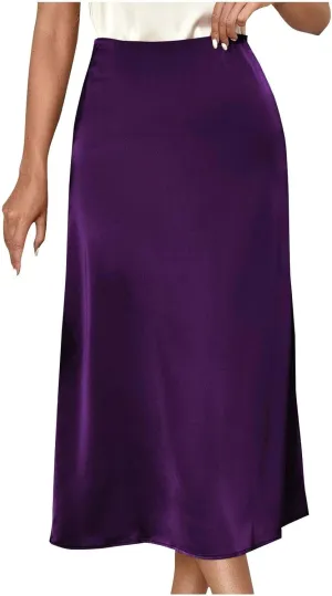TANGNADE Women Skirts Midi Length High Waist Trendy Dressy Summer Work Office A Line Skirt Business Casual Outfits