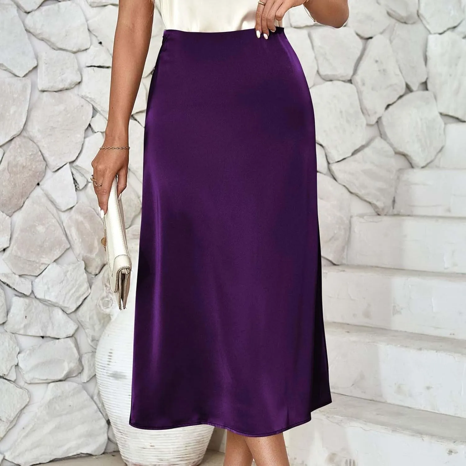 TANGNADE Women Skirts Midi Length High Waist Trendy Dressy Summer Work Office A Line Skirt Business Casual Outfits