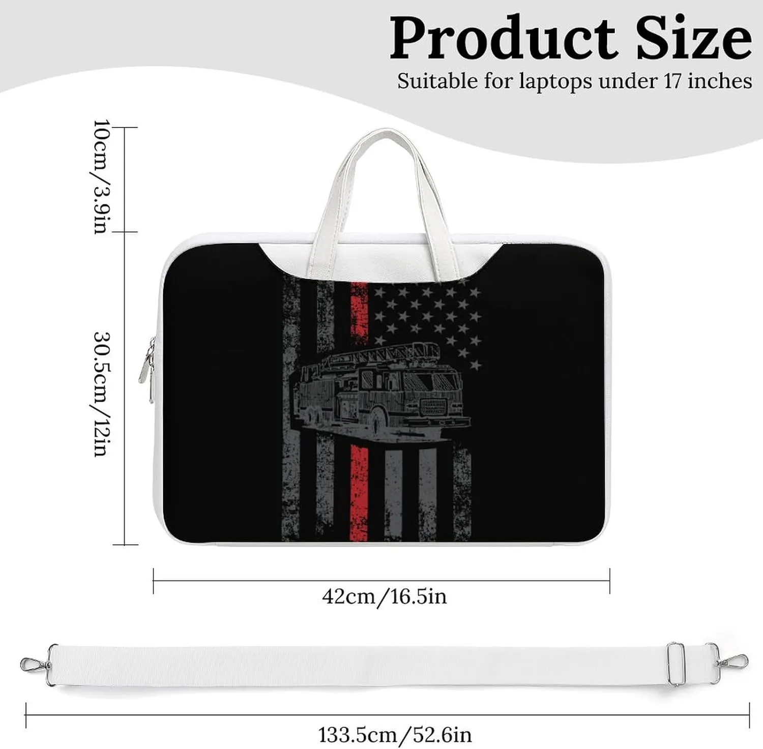 Thin Fire Firefighter Line Flag Leather Bag Laptop Case Slim Water Resistant Computer Bags with Handle Briefcase for Work
