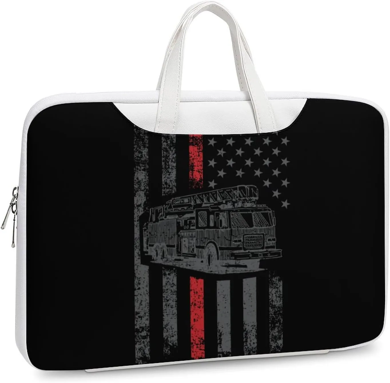 Thin Fire Firefighter Line Flag Leather Bag Laptop Case Slim Water Resistant Computer Bags with Handle Briefcase for Work