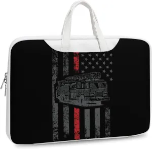 Thin Fire Firefighter Line Flag Leather Bag Laptop Case Slim Water Resistant Computer Bags with Handle Briefcase for Work