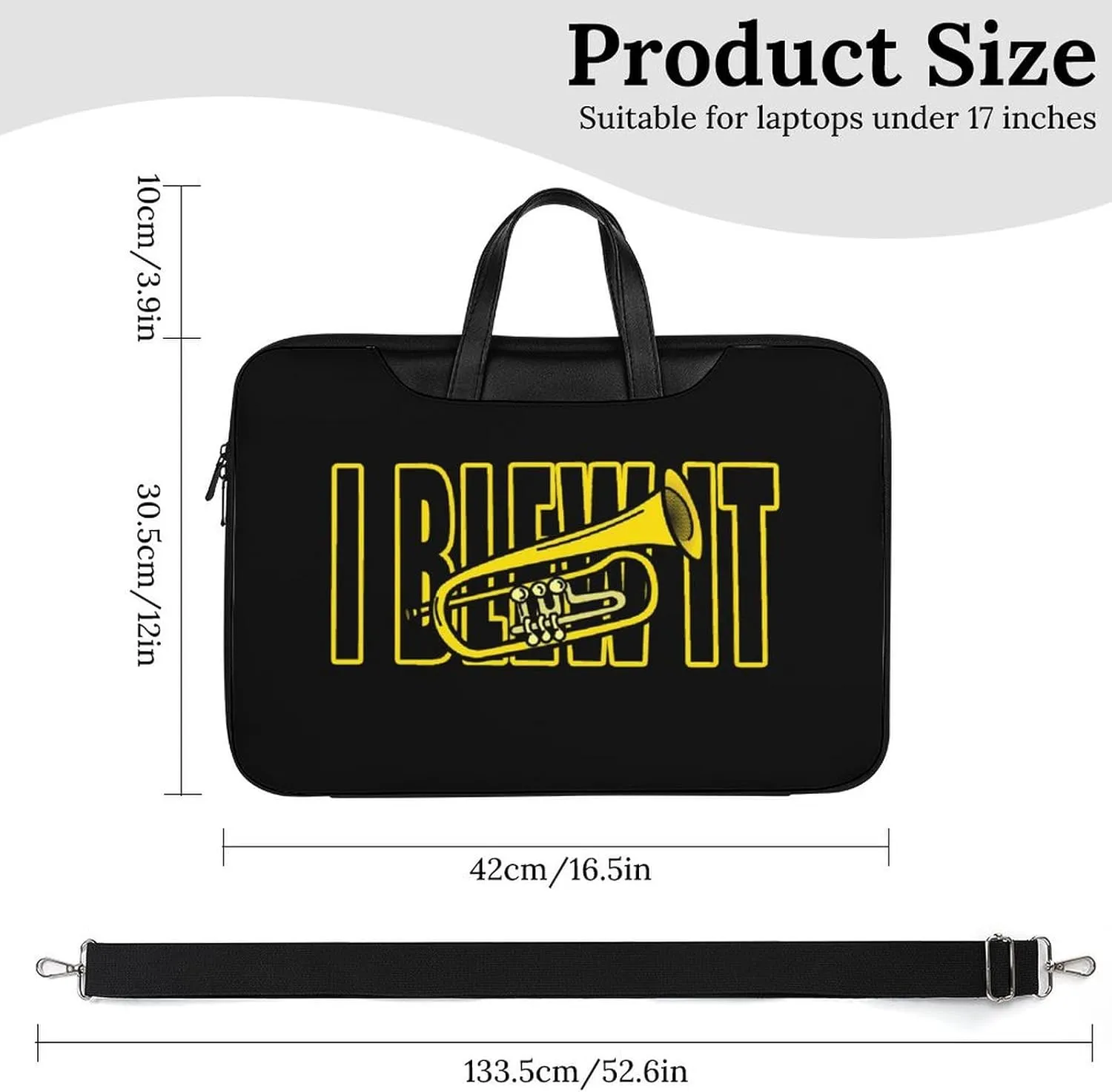 Trumpet I Blew It Leather Bag Laptop Case Slim Water Resistant Computer Bags with Handle Briefcase for Work