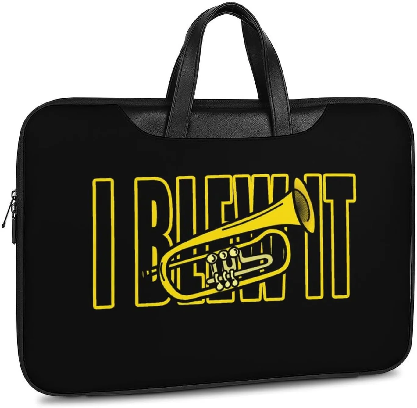Trumpet I Blew It Leather Bag Laptop Case Slim Water Resistant Computer Bags with Handle Briefcase for Work