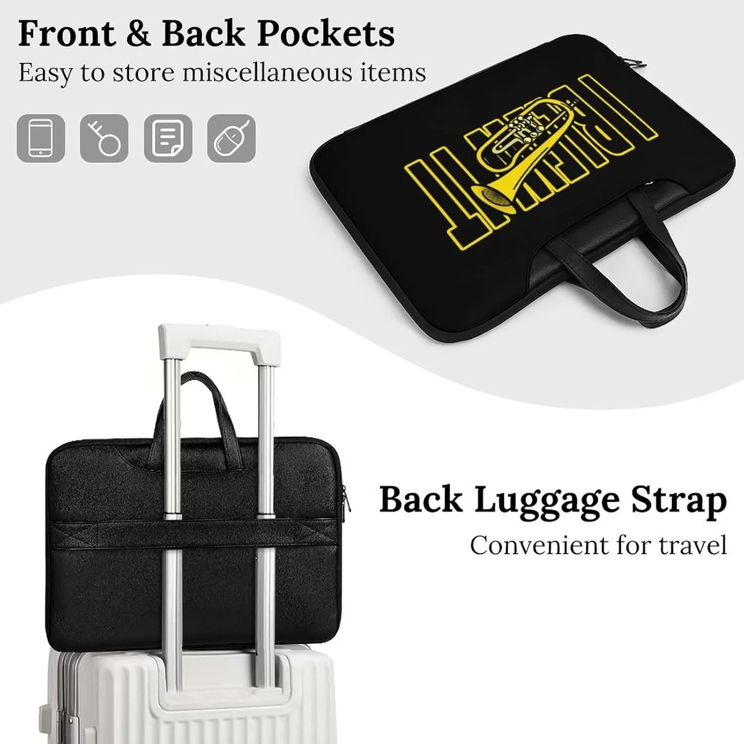 Trumpet I Blew It Leather Bag Laptop Case Slim Water Resistant Computer Bags with Handle Briefcase for Work