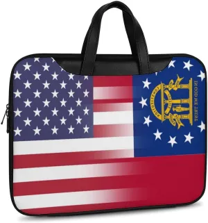 U.S.A Georgia State Flag Leather Bag Laptop Case Slim Water Resistant Computer Bags with Handle Briefcase for Work