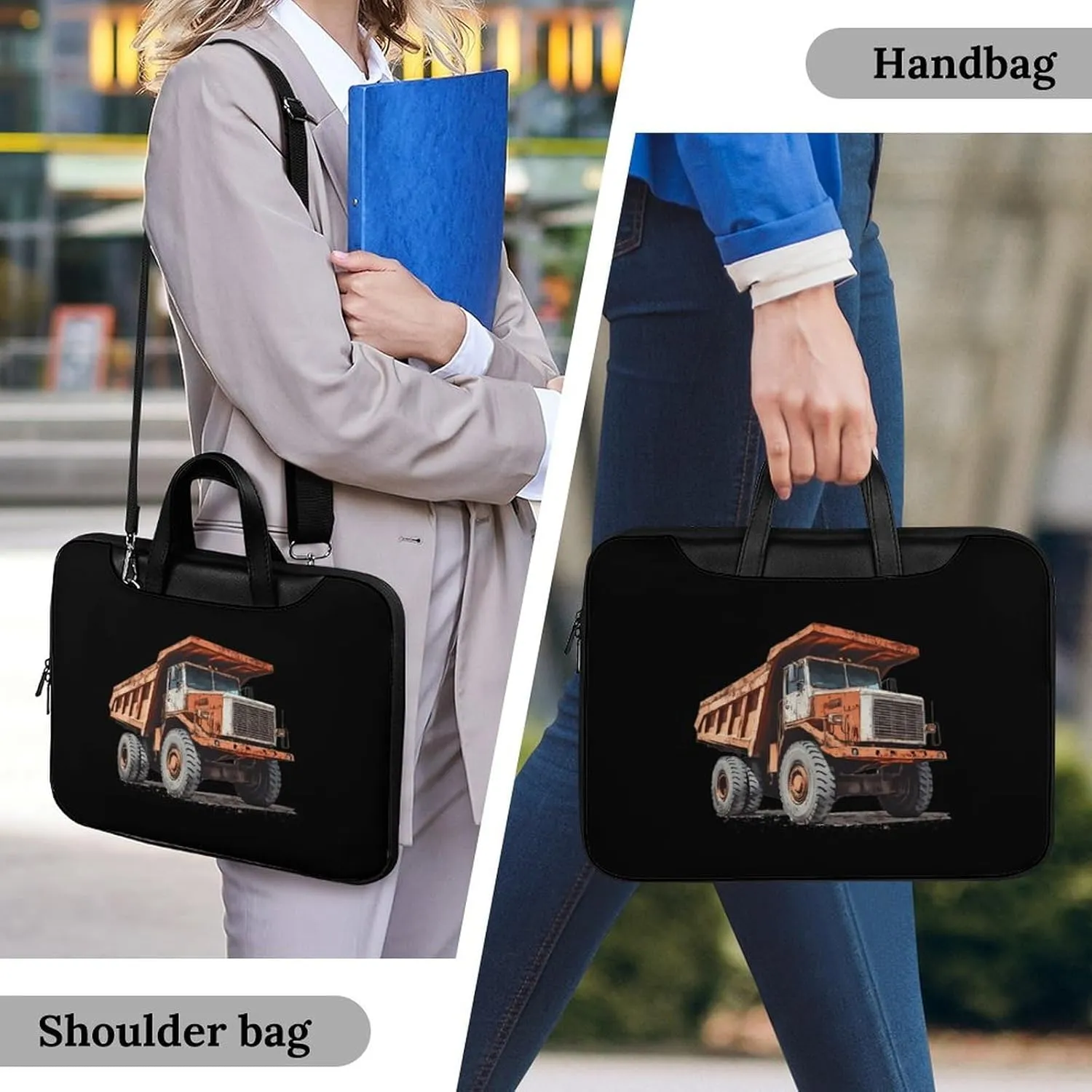 Vintage Dump Truck Leather Bag Laptop Case Slim Water Resistant Computer Bags with Handle Briefcase for Work