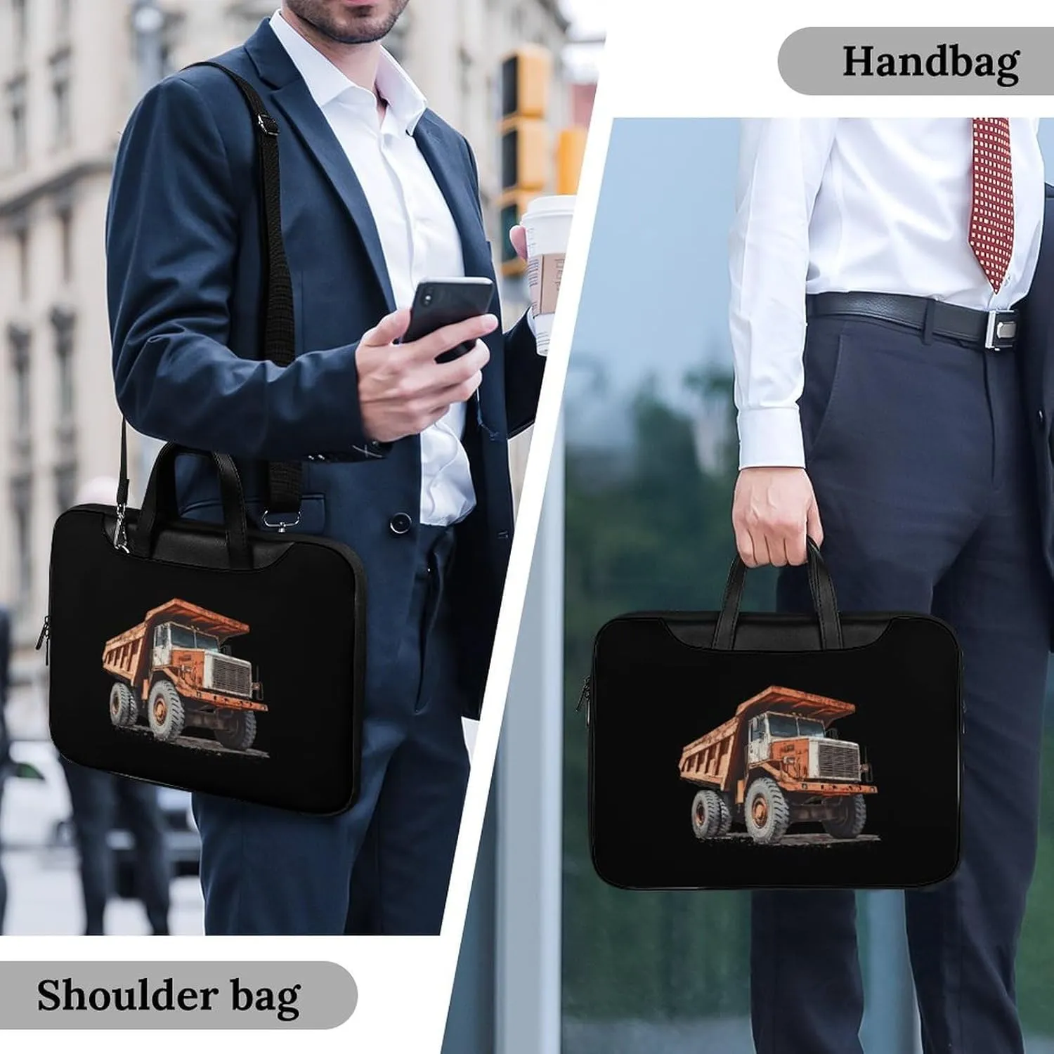 Vintage Dump Truck Leather Bag Laptop Case Slim Water Resistant Computer Bags with Handle Briefcase for Work