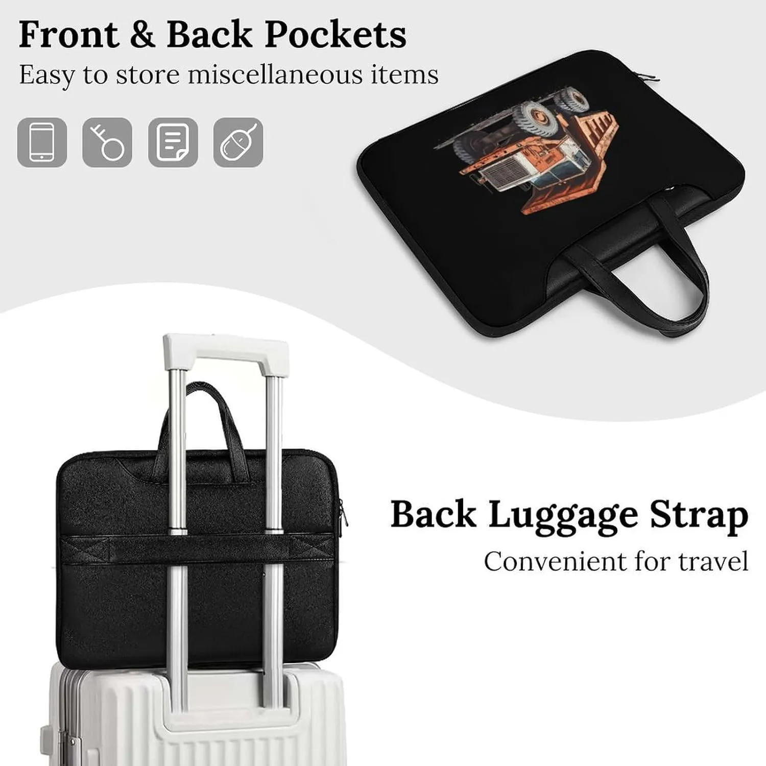 Vintage Dump Truck Leather Bag Laptop Case Slim Water Resistant Computer Bags with Handle Briefcase for Work