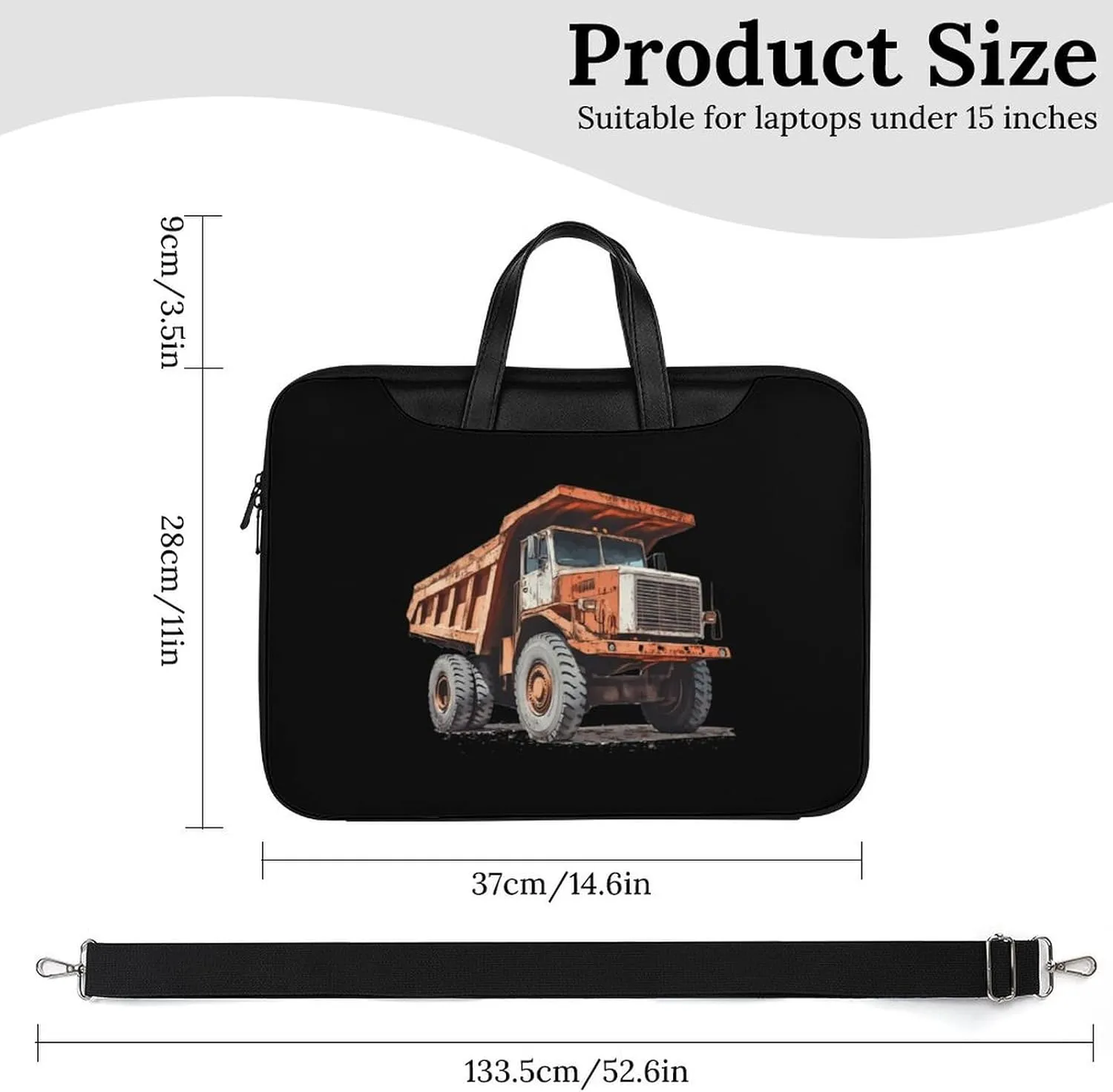 Vintage Dump Truck Leather Bag Laptop Case Slim Water Resistant Computer Bags with Handle Briefcase for Work