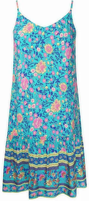 Watoriwa Women's Bohemian Print Dress - V-Neck,Loose Sleeveless, Spaghetti Strap Sundress & Coverup for Summer 2025