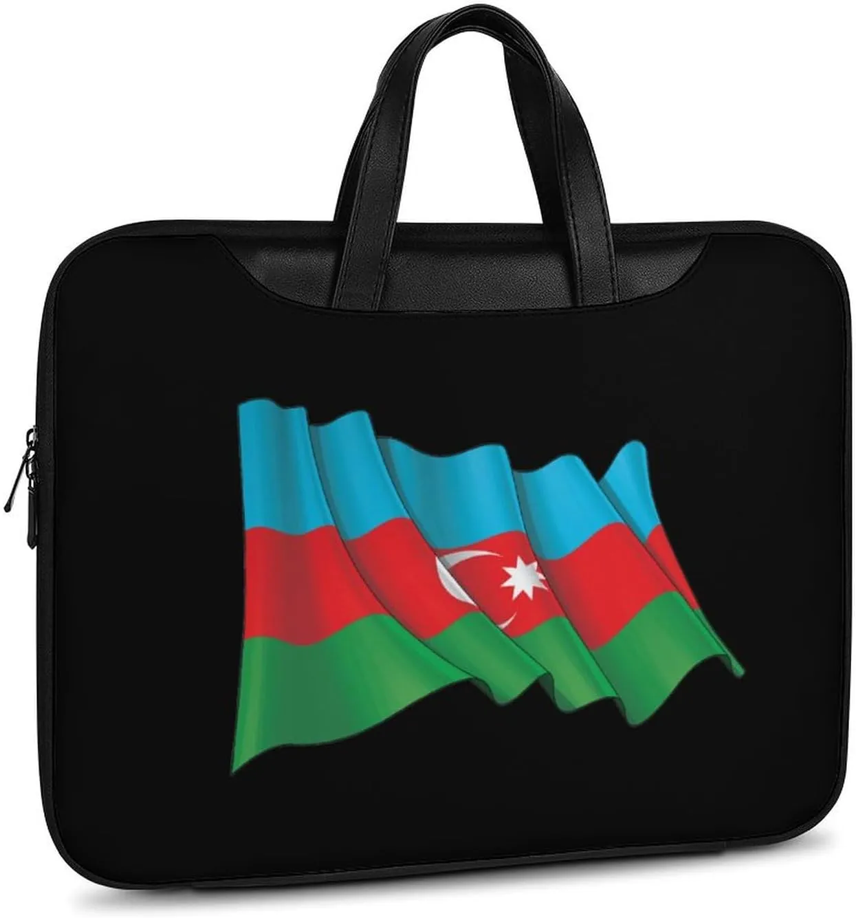 Waving Flag Azerbaijan Leather Bag Laptop Case Slim Water Resistant Computer Bags with Handle Briefcase for Work