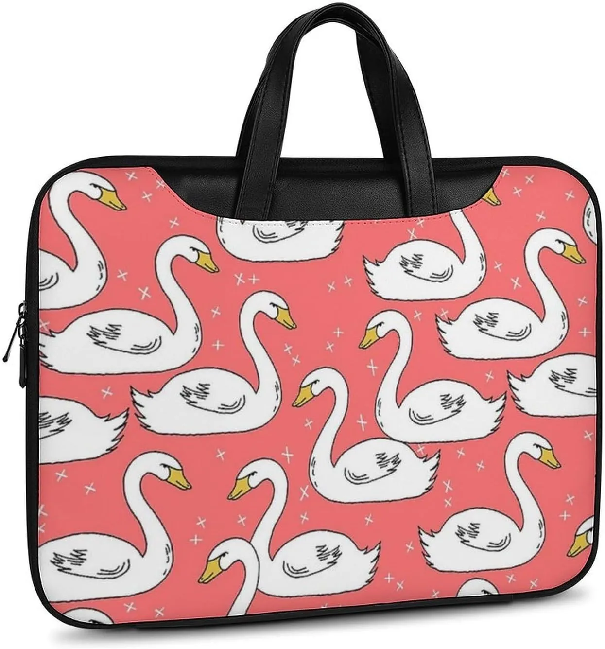 White Swans Leather Bag Laptop Case Slim Water Resistant Computer Bags with Handle Briefcase for Work