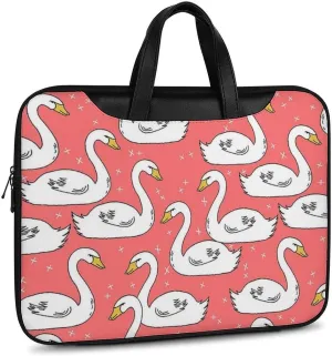 White Swans Leather Bag Laptop Case Slim Water Resistant Computer Bags with Handle Briefcase for Work