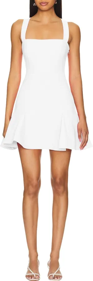 Women Backless Crisscross Back Short Dress Sleeveless Ruffle A Line Flowy Mini Dresses
