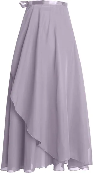 Women Ballet Maxi Skirts High Waist Irregular Hem Long Skirt Flowy Dance Skirts Solid Ankle Length Wrap Skirt