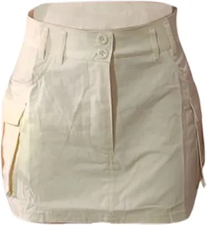 Women Cargo Midi Denim Skirt High Waisted Skirts Jean Skirt with Pockets Beach A Line Dress for Women's Novelty