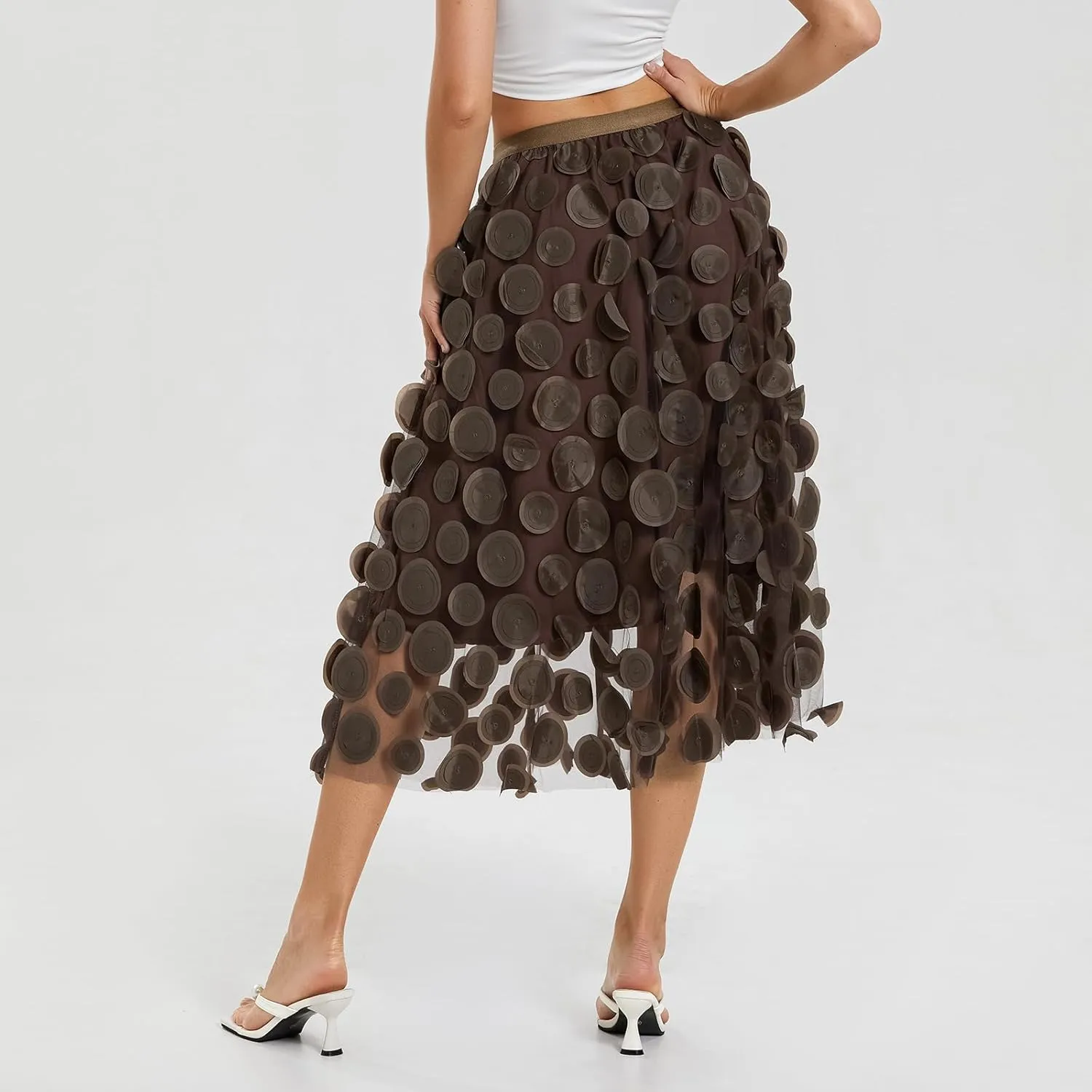 Women Fairy Tulle Midi Skirt High Waist Pleated Mesh Skirt Wedding Party Club Beach Long Tulle Tutu Skirts