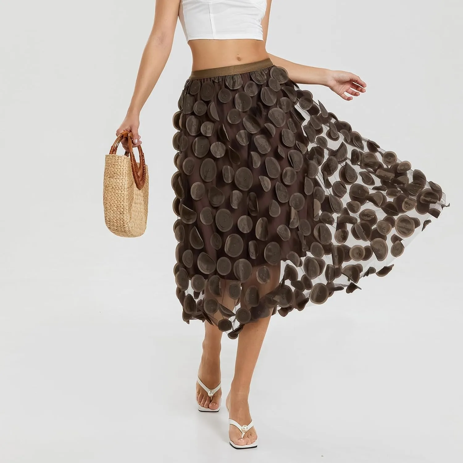 Women Fairy Tulle Midi Skirt High Waist Pleated Mesh Skirt Wedding Party Club Beach Long Tulle Tutu Skirts