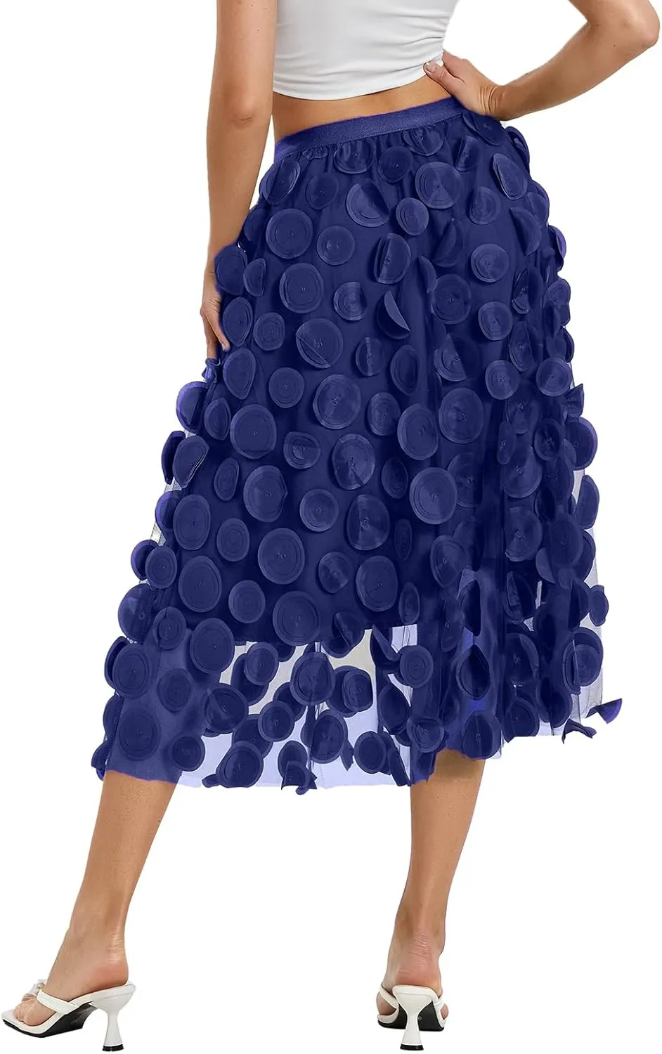 Women Fairy Tulle Midi Skirt High Waist Pleated Mesh Skirt Wedding Party Club Beach Long Tulle Tutu Skirts