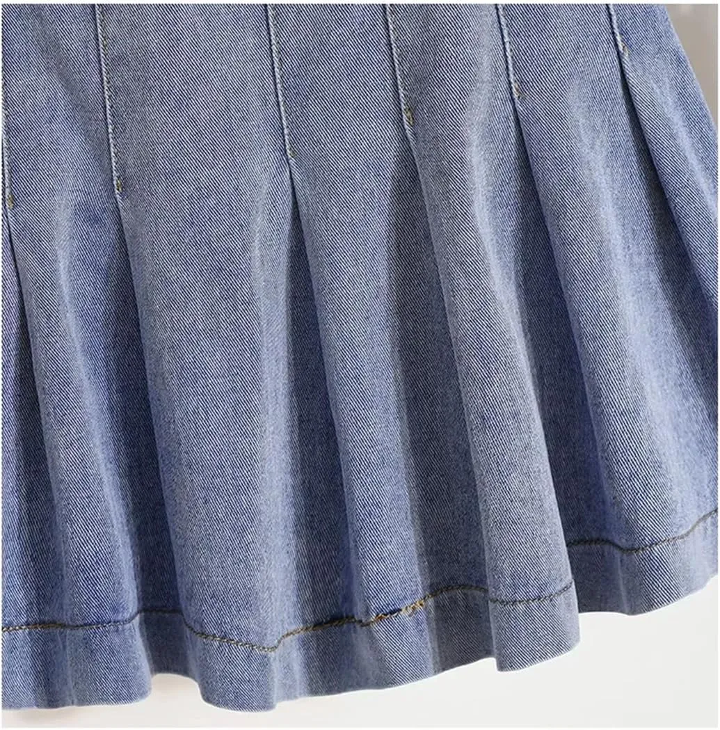 Women Plus Size Short Denim Skirt High-Waisted Plus Size Umbrella Cake Mid-Skirt Water-Washable