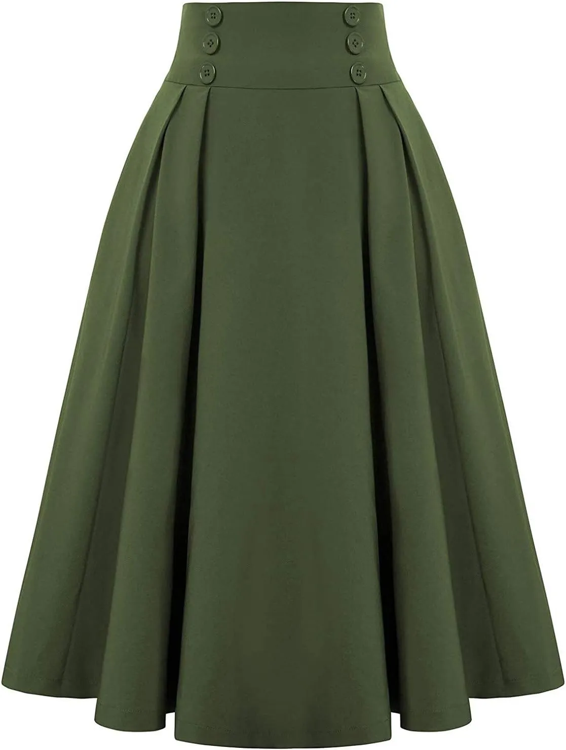 Women Solid Casual Elastic MIdi Skirts Vintage High Waist Pleated Skirt Fashion Loose Fit Soft Vacation Skirts