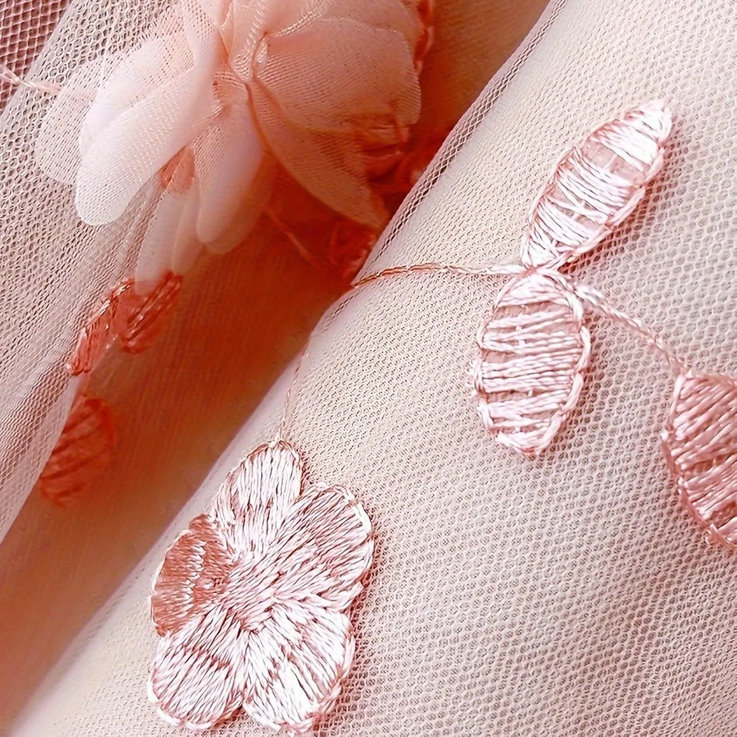 Women's Floral Embroidered Mesh A-Line Midi Skirt 3D Posy Flowy Swing A-Line Pleated Tulle Layered Fairy Skirts