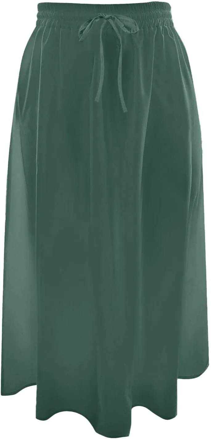 Womens High Waisted Skirts Drawstring Lightweight Casual Baggy Skirt Comfortable Elastic Waisted Skorts with Pockets
