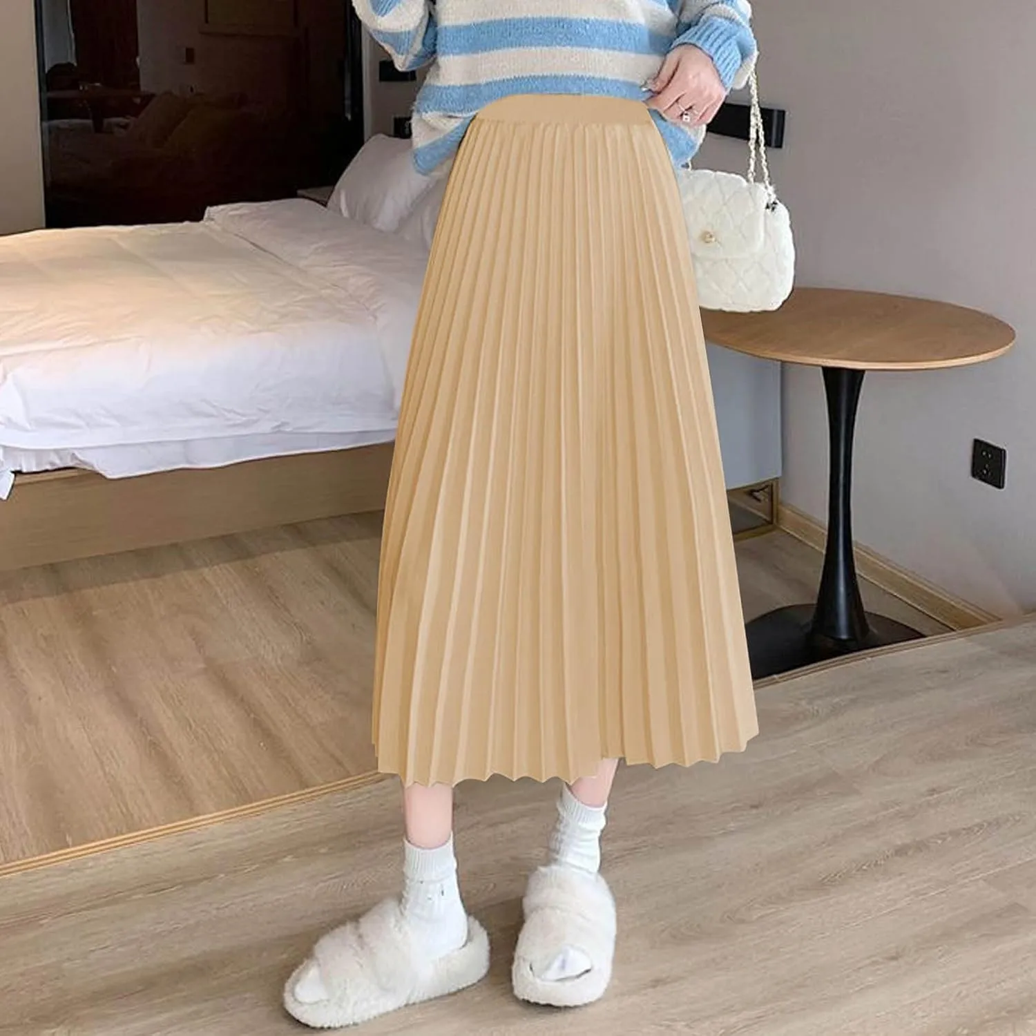 Womens Maxi Midi Satin Skirt Wedding Guest Dress Plus Size Pleated Evening Party Silk Elegant High Waist Long Skirts