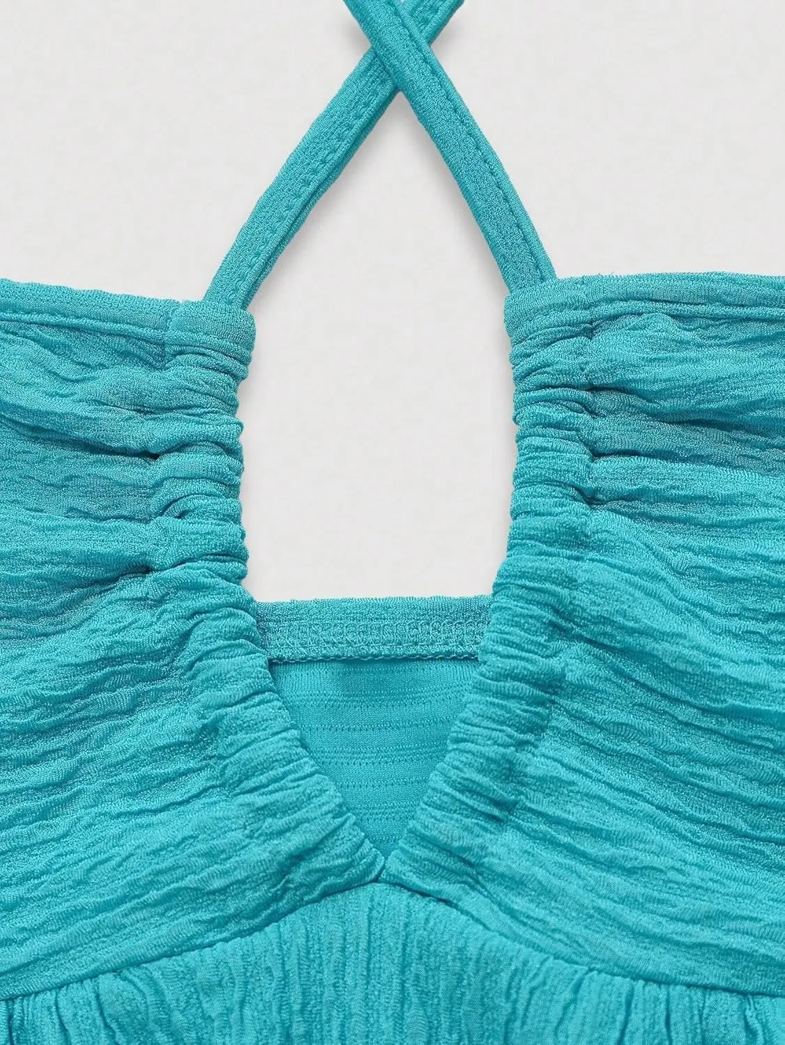 Women's Solid Halter Neck Tie Waist Ruffle Hem Elegant A-Line Dress Outfit Vacation Backless Fashion Short Dresses