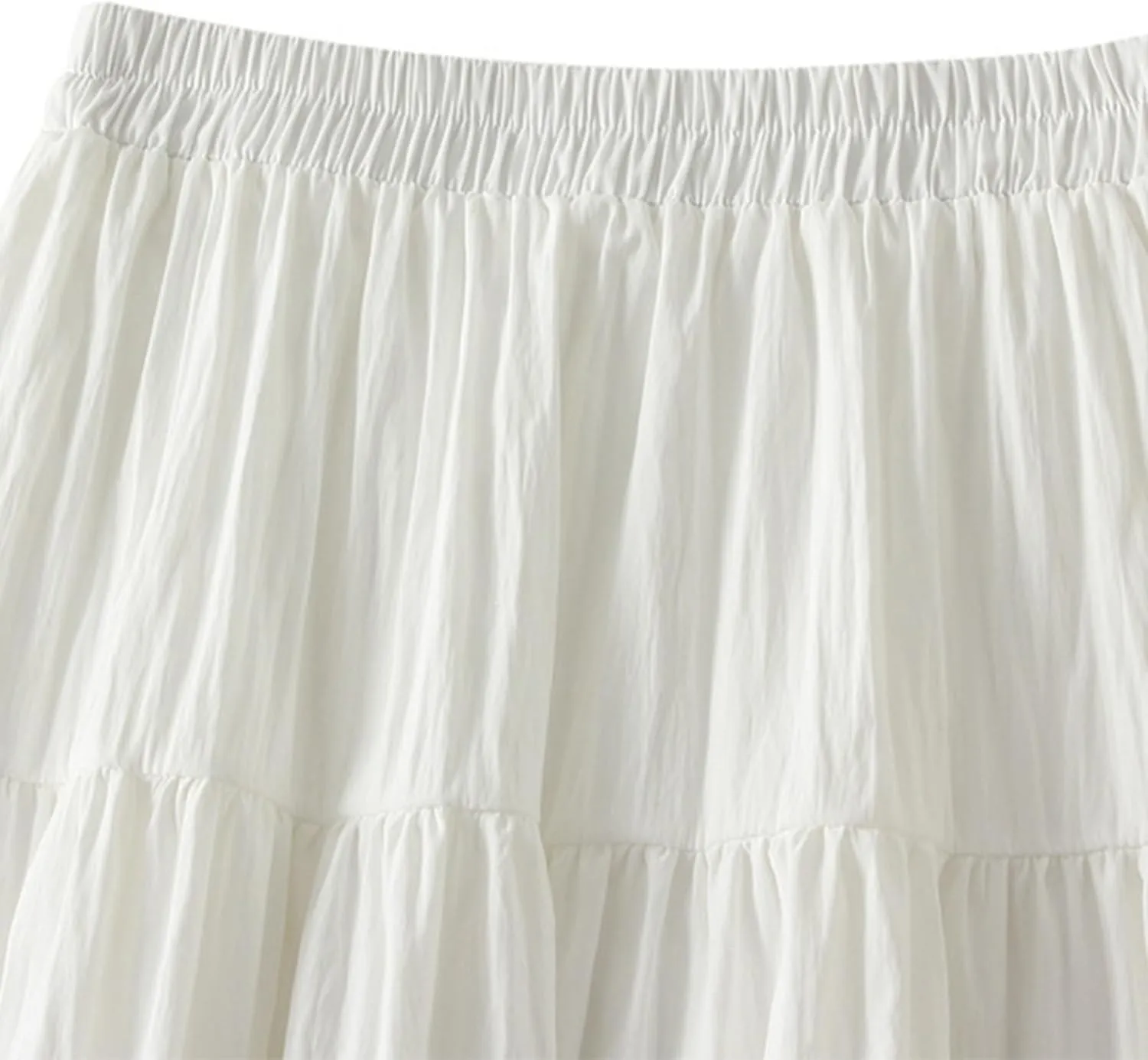 Women's Tiered Pleated Midi Skirt Summer High Waist Flowy A-Line Skirts Bohemian Ruffle Casual Vacation Beach Skirt